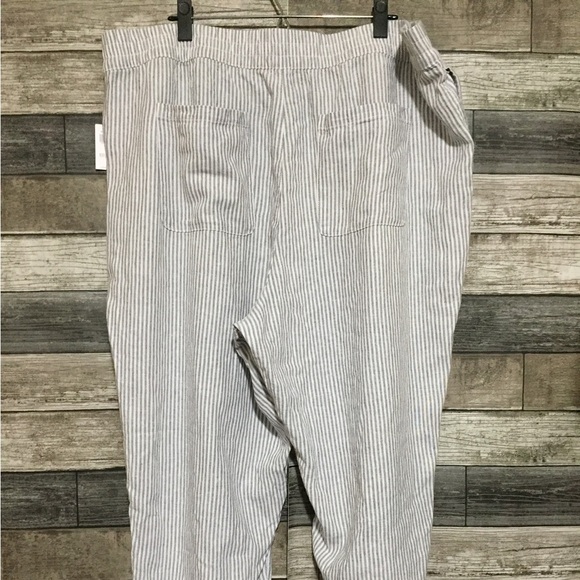 Old Navy High Rise Straight Linen Blend Pants Women XXL Gray White (Inseam 26.5) - Picture 7 of 10